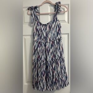 Stylish Women’s Dress in Blue and Red Pattern